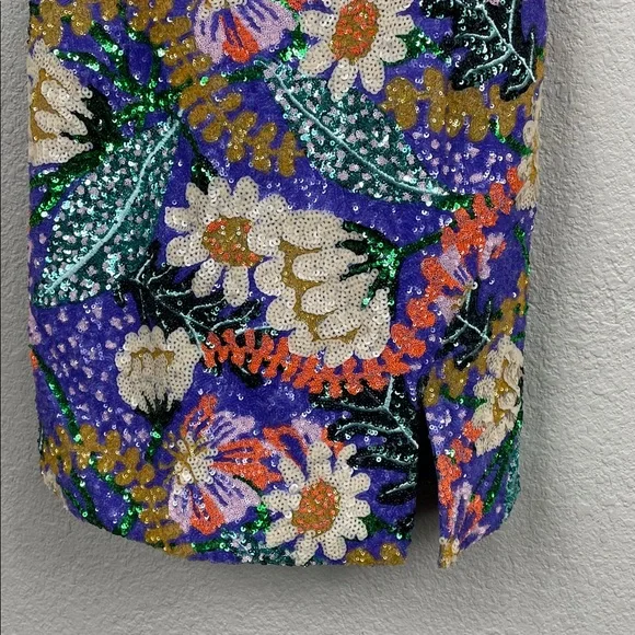 NWT Nadine Merabi Lyra Floral Sequin Mini Dress Beaded Colorful Sz 4 - Picture 9 of 16